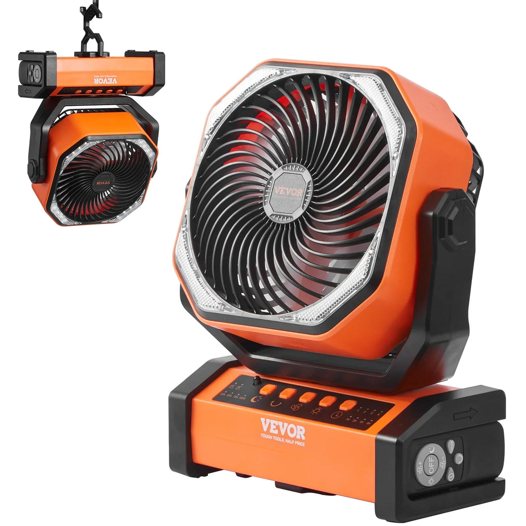 Fan Swivel Portable LED Rechargeable Lantern with 4 inch Speeds 9 SKYSHALO Timer