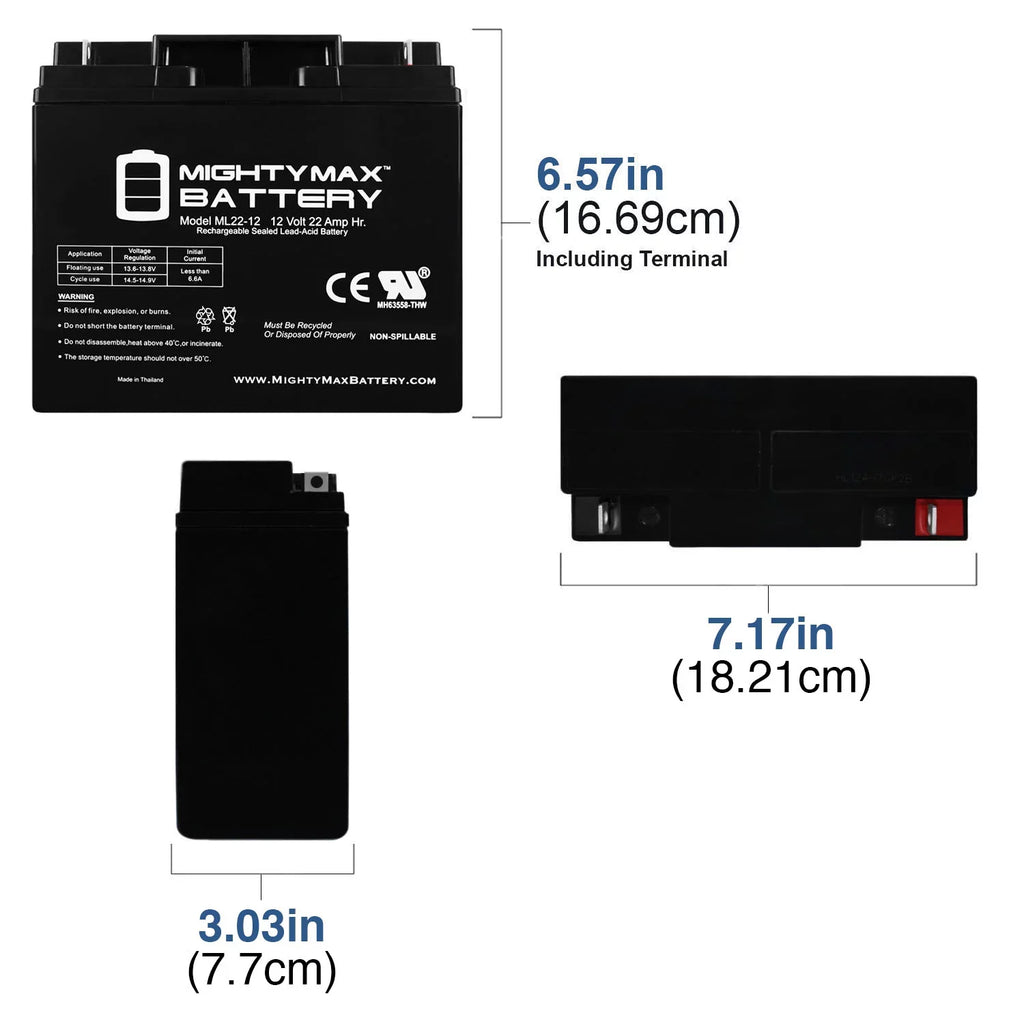 Wheelchair Alante for Jr 200 12V 22AH Scooter Battery GP