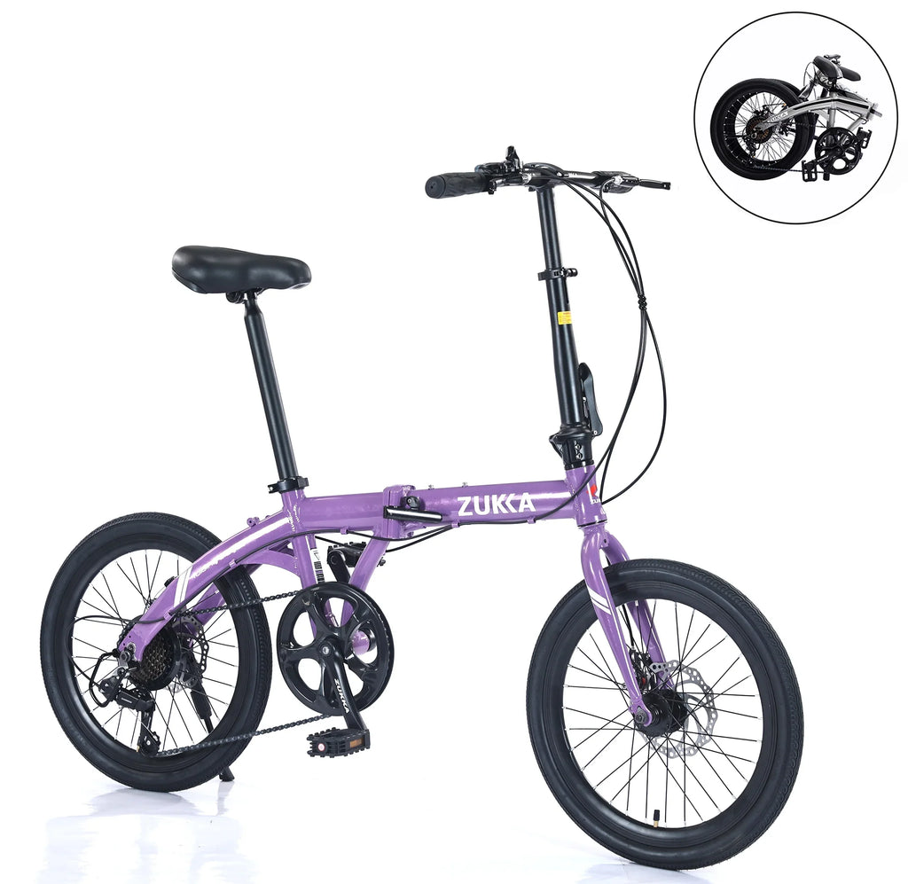 Aluminium Bike, Purple Speed Folding Alloy 8 Frame, Bicycle, City 20"