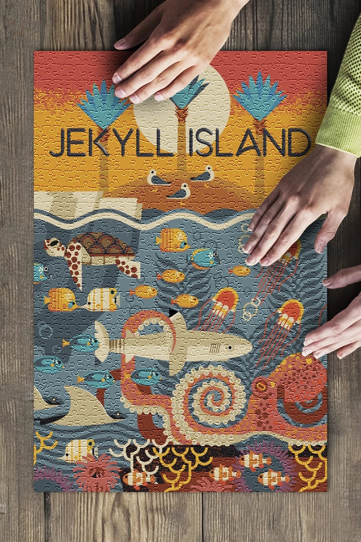 Island, inches, Premium Jigsaw and Jekyll USA) (19x27 Geometric 500 Made Piece in Family, Adults Puzzle Georgia, Textured for