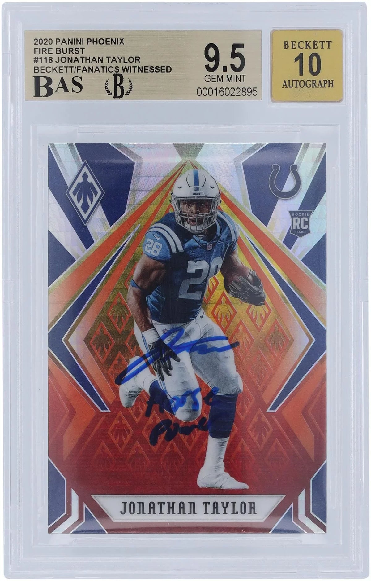 Inscription Colts 9.5/10 #118 Taylor Panini Fanatics Witnessed - Rookie Power" Fireburst Autographed Fanatics Authentic Authenticated 2020 with Jonathan Card Beckett "Horse Indianapolis Phoenix