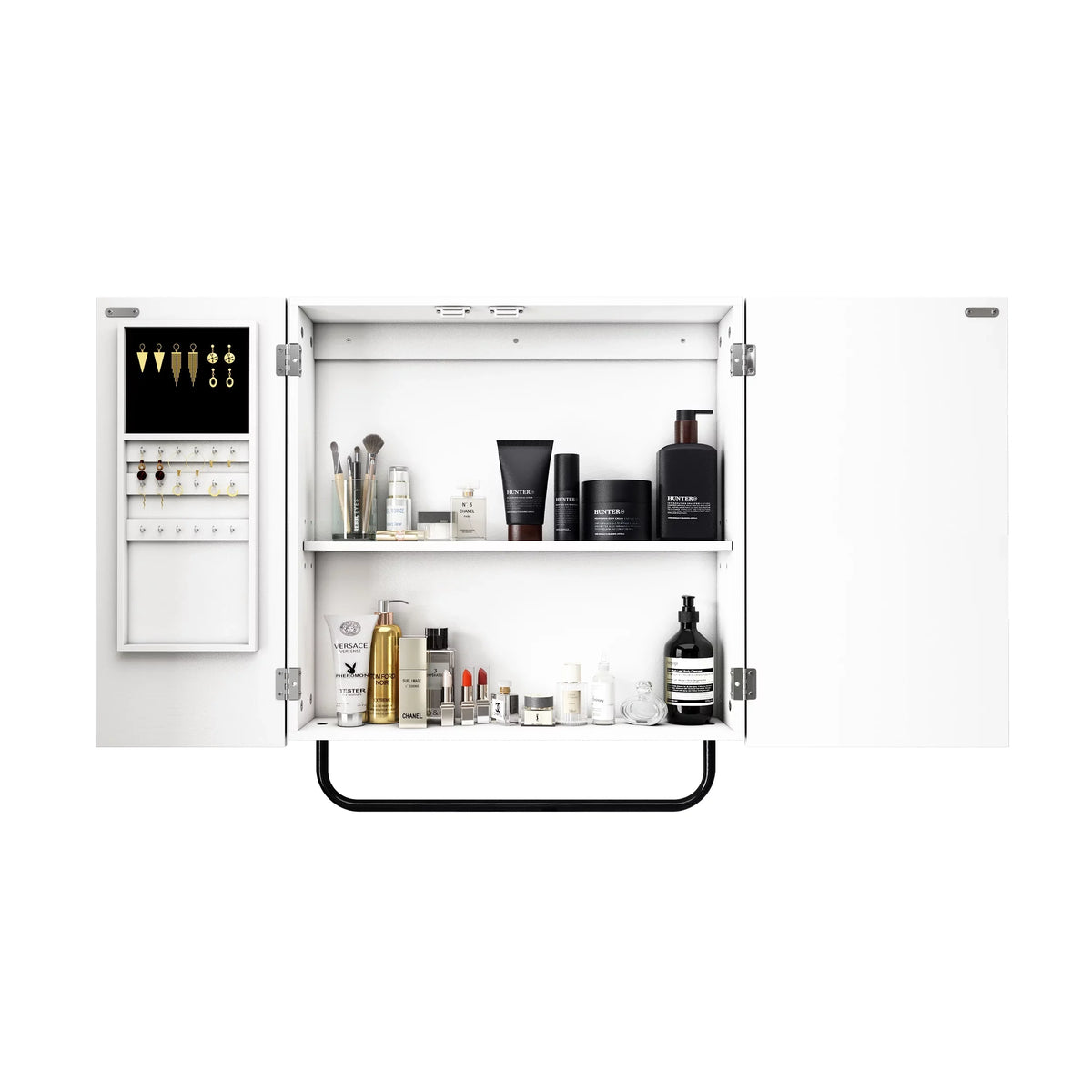 Cabinet Wall Cabinet Jewelry HLR for Square Bathroom, Mounted Mirror with Mirror, 2-Tiers