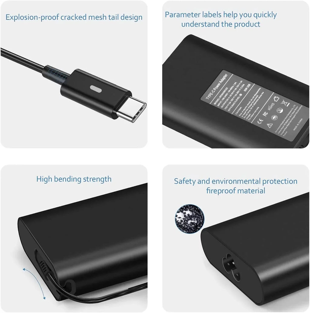 5320 C 7370 5310 Laptop 5290 5420 5179 5520 Adapter 65W 7420 for Dell Type Charger 5400 C Latitude 5285 7410 5480 USB