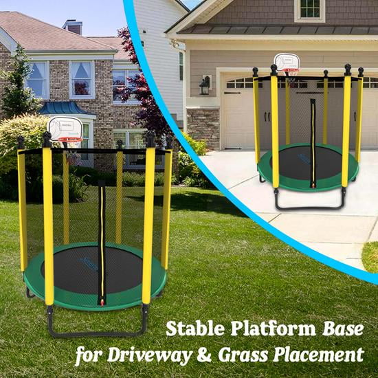 Outdoor 10FT 5FT SereneLife Net Green Jump Rectangle with Enclosure Trampoline, Trampoline