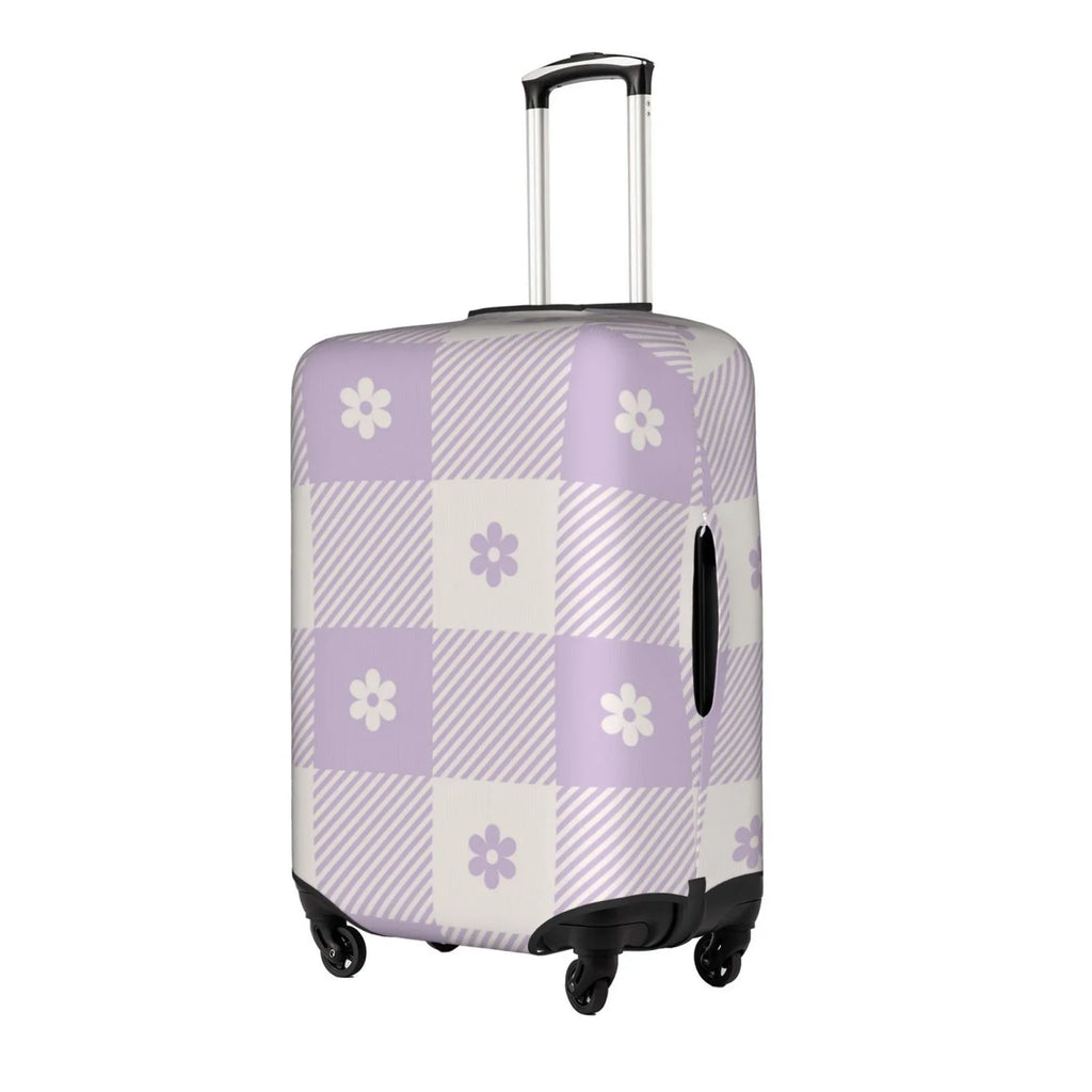 Purple Suitcase Cover Plaid Kll Cover Protector- Buffalo Floral Suitcase Luggage