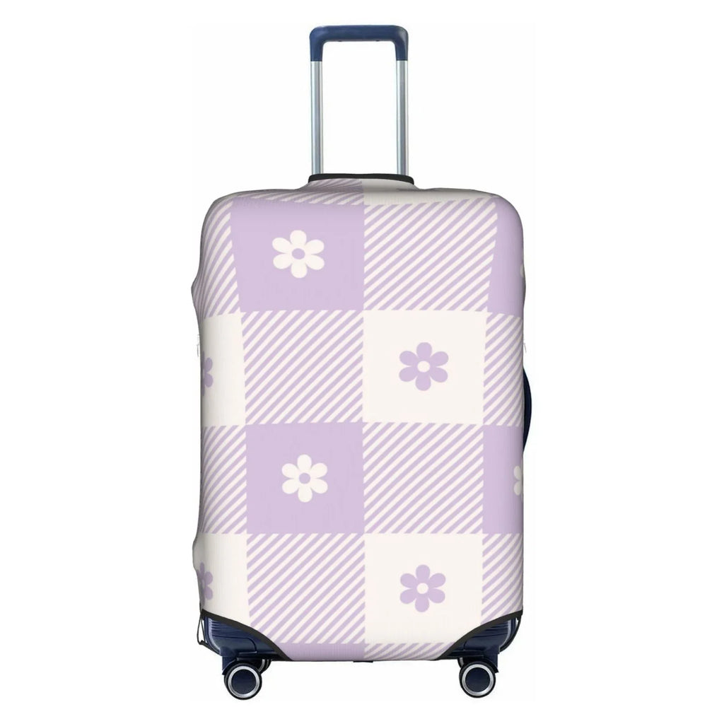 Purple Suitcase Cover Plaid Kll Cover Protector- Buffalo Floral Suitcase Luggage
