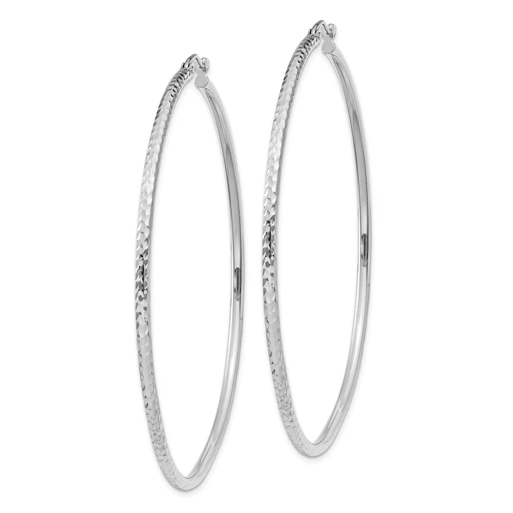 Tube for Women Diamond-cut Gold Earrings; Real and for and White Round Adults Hoop Teens; Men 2mm 14kt