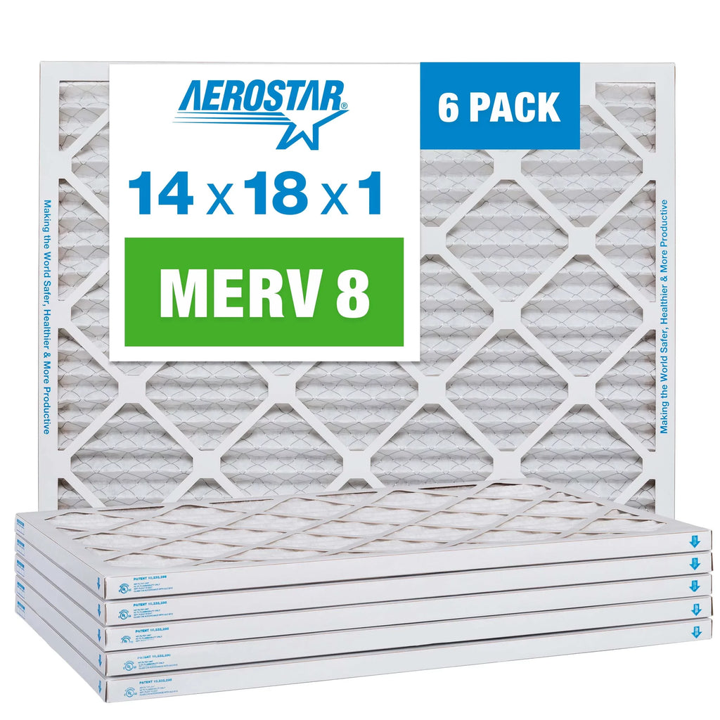 Air AC Filter, Pleated MERV Furnace 14x18x1 Aerostar 8 Filter, Pack Air 6