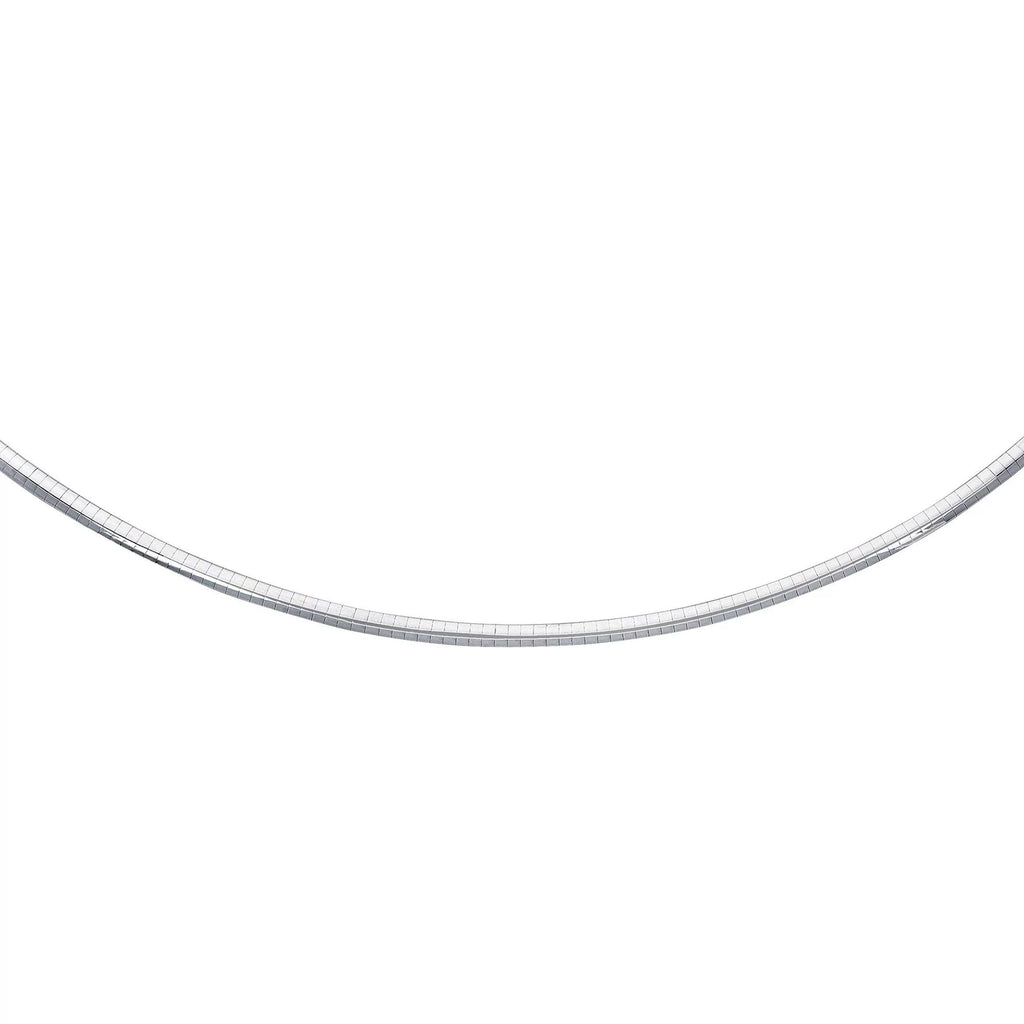 Silver Sterling mm Round 4 JewelStop Clasp Necklace Classic Omega Claw Rhodium 18" w/Lobster