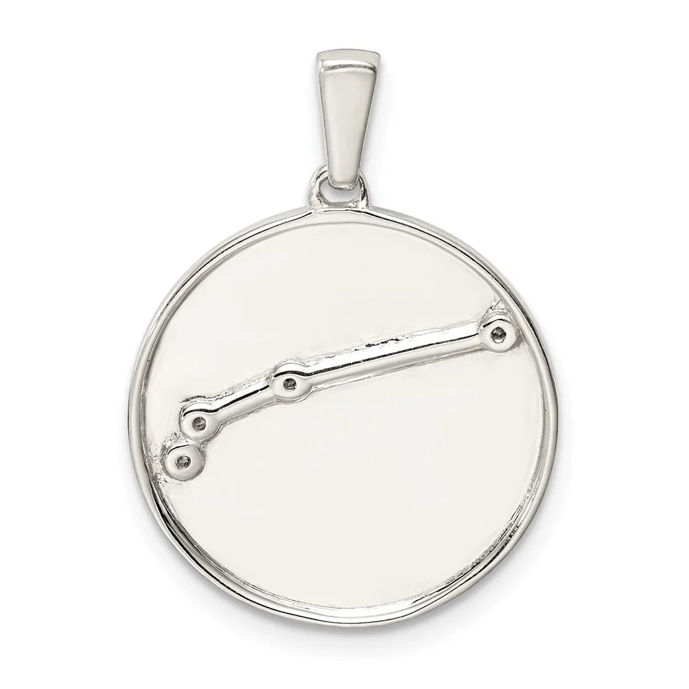 Pendant Aries Silver Rhodium-plated Sterling & Zodiac CZ QQC9730