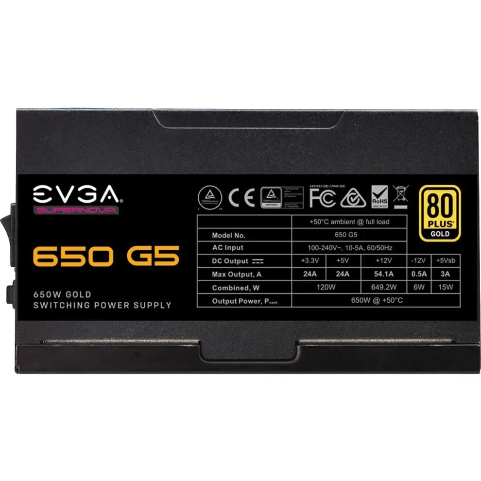 10 80 Mode 220-G5-0650-X1 Eco EVGA Compact 650 Self Fully Supply Fan, Modular, Size, ON G5, Gold Power with Plus FDB 650W, Includes Tester, Power Year 150mm Warranty, SuperNOVA