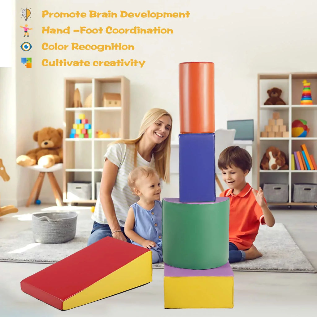 Red AILEEKISS Soft 5Pcs Foam Climb Indoor, Toddler, and for Baby Climb Set Crawl & Blocks Yellow Toy