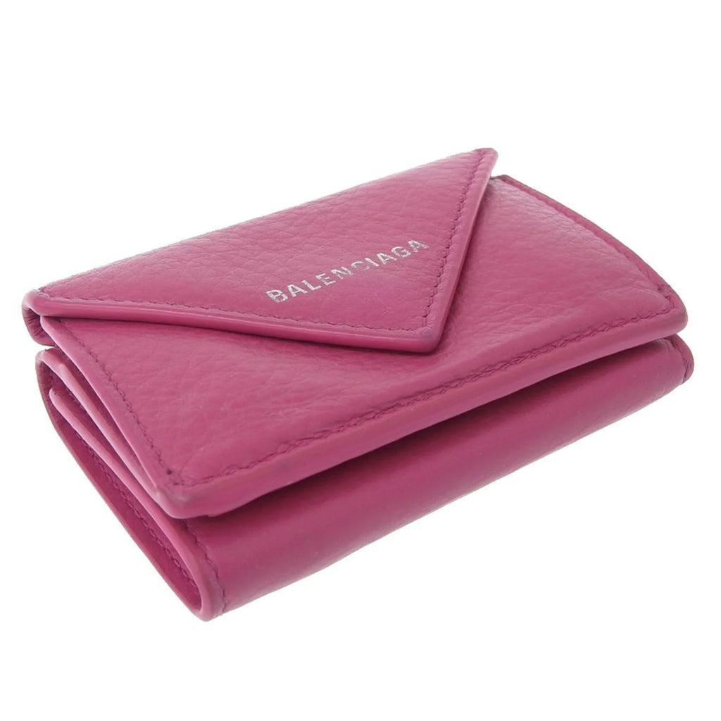 wallet (Good) Pre-Owned with 391446 BALENCIAGA pink paper tri-fold mini hook leather Balenciaga