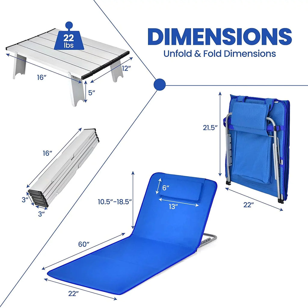 for Set Chairs, Lounge Camping, Sunbathing, with Chair 2-Pack Adults Beach Lawn Table, Chairs Folding Adjustable Position for Side 5