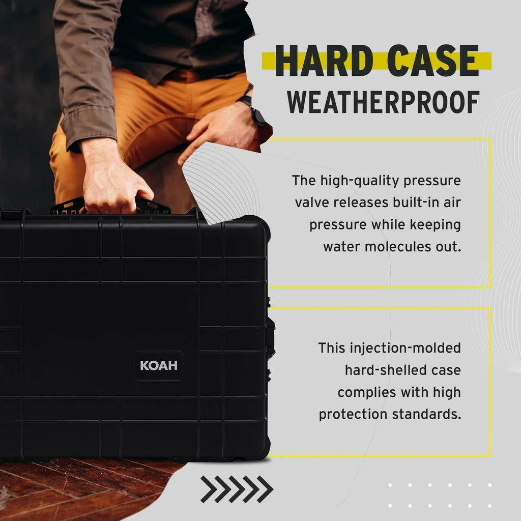 x Foam (25 20 Hard x Customizable 12 Koah Weatherproof with Wheeled Case Inch)