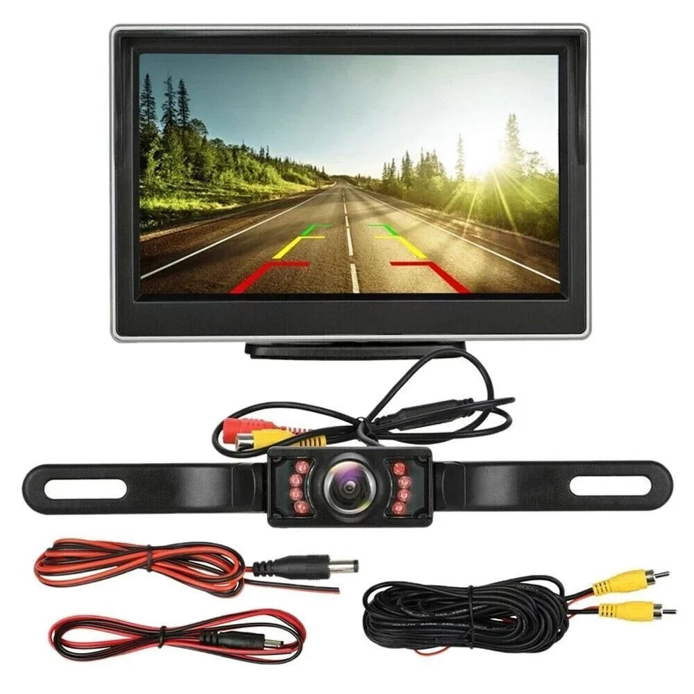 Wireless 5" Backup Night Parking System Monitor Car with Camera 1 Vision Piece View Rear HD