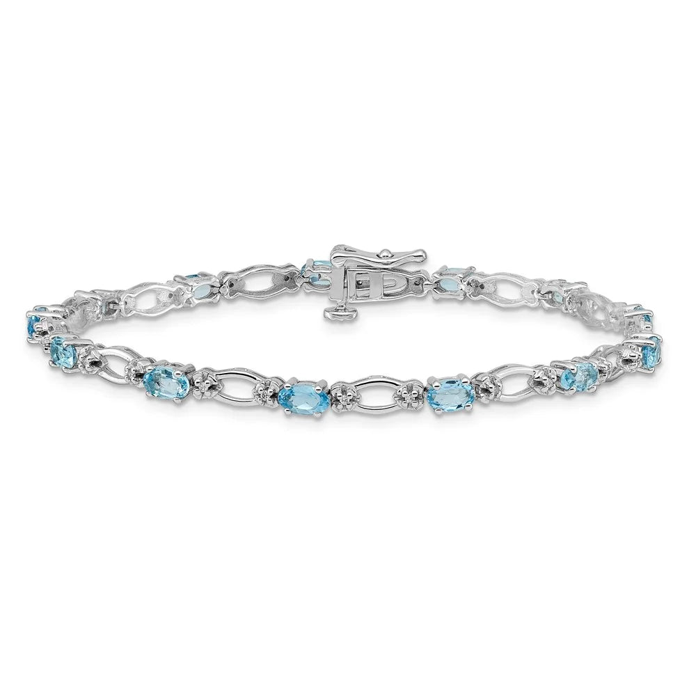 Bracelet White Topaz and 14k Blue QBM4491-BT-010-WA Diamond Gold