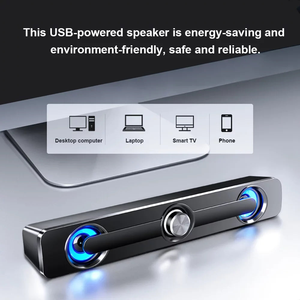 Laptop Phone PC MP3 Box Tablet MP4 Speaker Wired Powerful Speaker V-111 Stereo Computer Surround Bar for Subwoofer Sound USB Bass