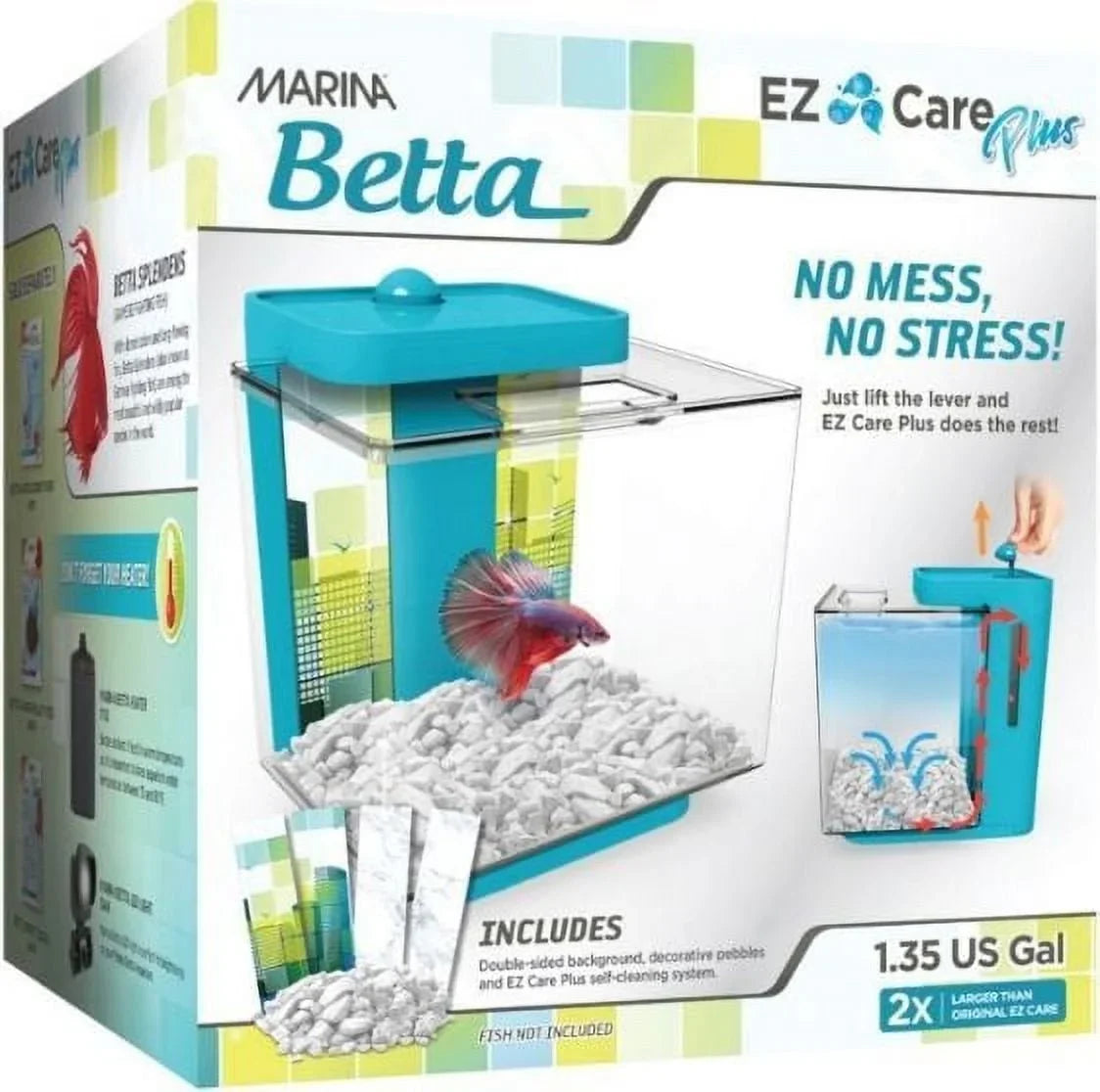Marina Kit of Care Plus EZ Pack - gallon Blue 4 Aquarium 1.35 Betta