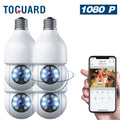 2-Way Bulb E27 Audio with Light Motion Color WiFi Camera TOGUARD Dome Wireless Security (4PCS) Vision Night Camera 2.4G 1080P Remote Access IP Outdoor, Detection 360° Camera