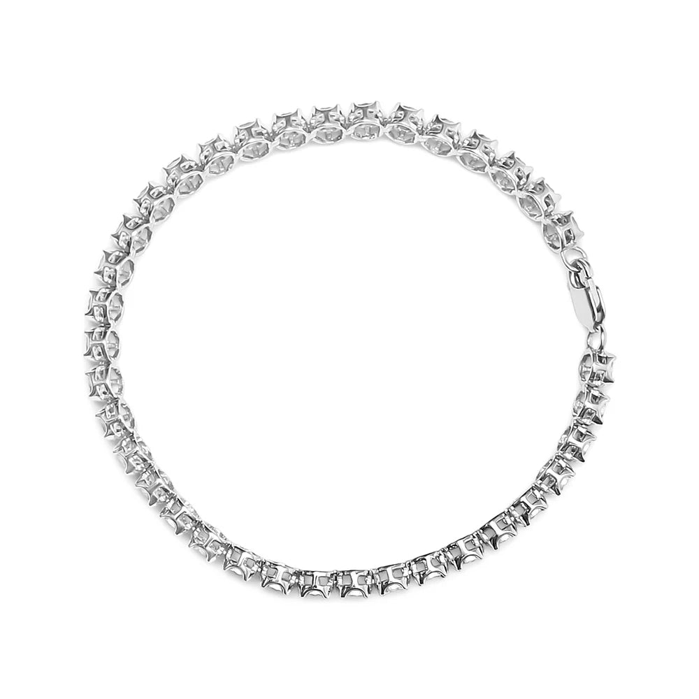 Bead of .925 Diamond cut I2-I3 and Haus Cttw Clasp Bracelet Box Clarity) Womens Color, (I-J Sterling Round Brilliance Tennis Set Link Silver Miracle 7.25" 1/10