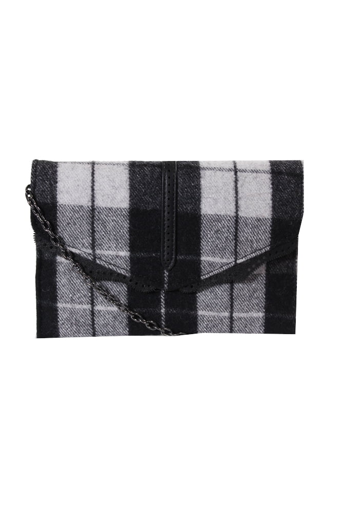 OS Bag Plaid Black Crossbody Nicole White Hudson Danielle