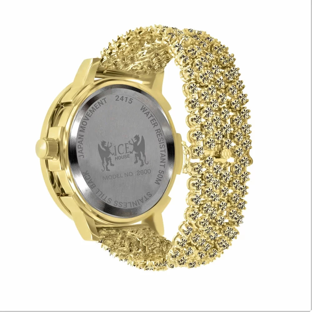 Numerals Diamond Stainless Tone Watch Bezel Rodeo Iced Khronos Canary Jo W/Date Row Roman Mens Custom Steel Band Lab Out 1