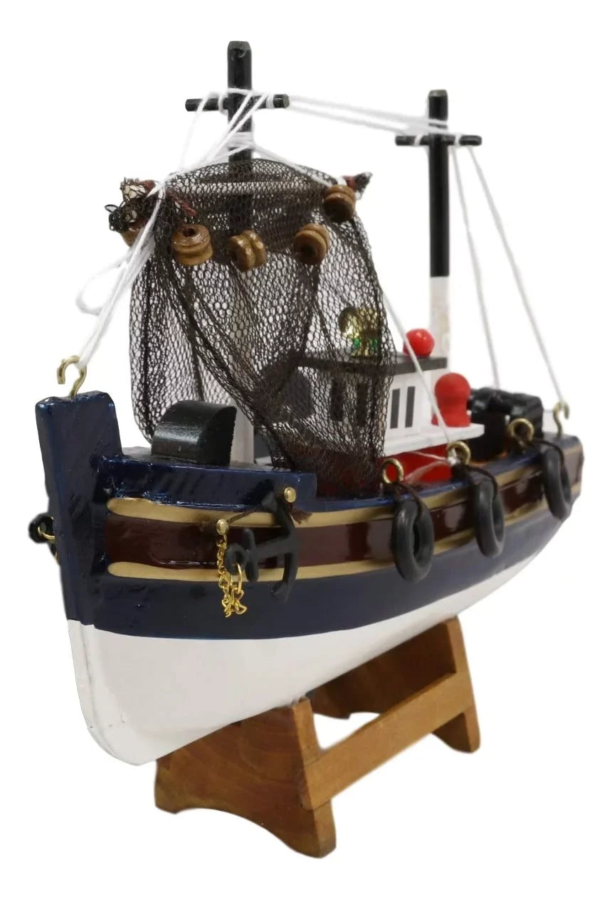 Handicraft Colorful Fishing 6.25"L Marine Boat Trawler Model Nautical Wooden