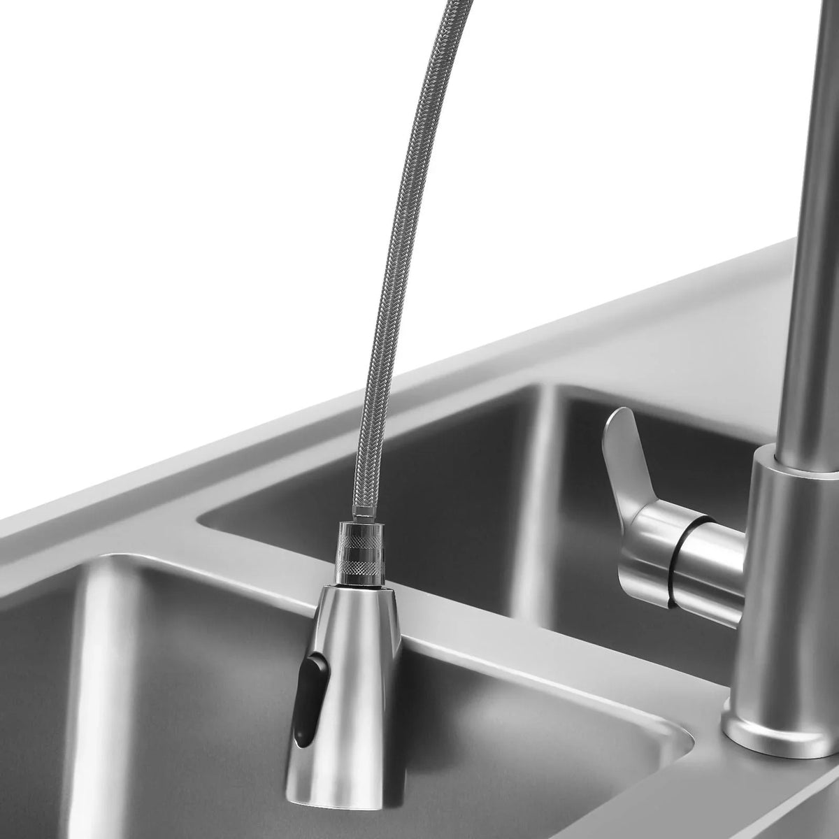 Sink Utility Sink, Wuzstar Kitchen Commercial Faucet with Stainless and High Steel Bowl Cold Double Hot