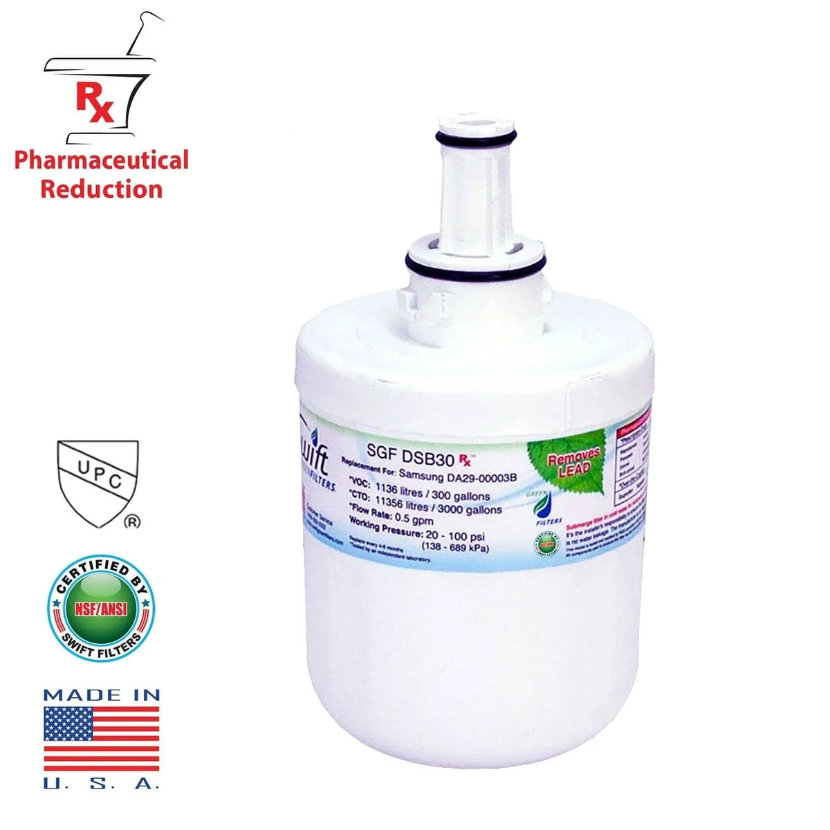 of Rx Green SGF-DSB30 Swift Filters Replacement Samsung Water for DA2900003G Filters(Pack 3) Refrigerators Pharmaceutical