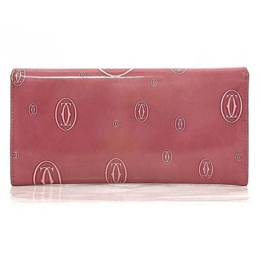 L3000951 Motif 2C Leather Cartier Pre-Owned Pink Bifold Wallet Happy (Fair) Birthday Long Ladies