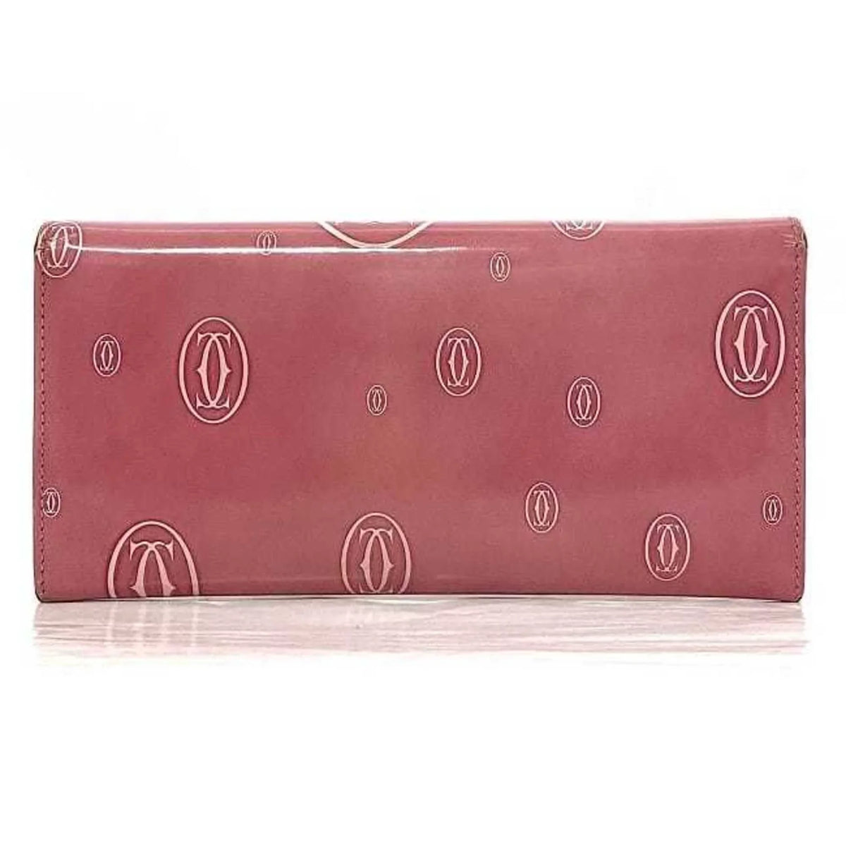 L3000951 Motif 2C Leather Cartier Pre-Owned Pink Bifold Wallet Happy (Fair) Birthday Long Ladies