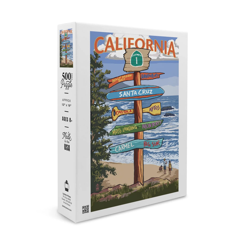 Family, in California, for inches, Piece 500 Premium (19x27 Puzzle Santa Sign and Destinations Adults USA) Made Jigsaw Cruz,