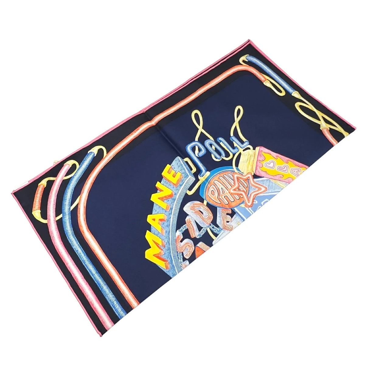 45 Chevaloscope Neon 23SS HERMES Rose (Like Jaune Pointill Pre-Owned Silk New New) Ladies Scarf Marine Hermes Horse Mini Carre