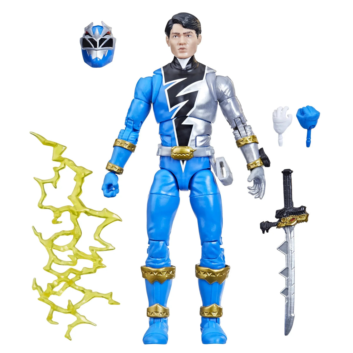 Dino Fury Accessories Rangers Collectible 6-inch Collection Ranger Figure Blue Toy Lightning Premium Action Power with