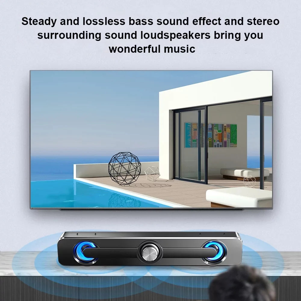 Audio MP3 for Phone USB Sound Subwoofer Computer Powerful Quality Theater-Like Audio Equipment Laptop Tablet Speaker, Radirus V-111 Wired for Bar Bass Speaker, Home MP4, Stereo Surround Box PC