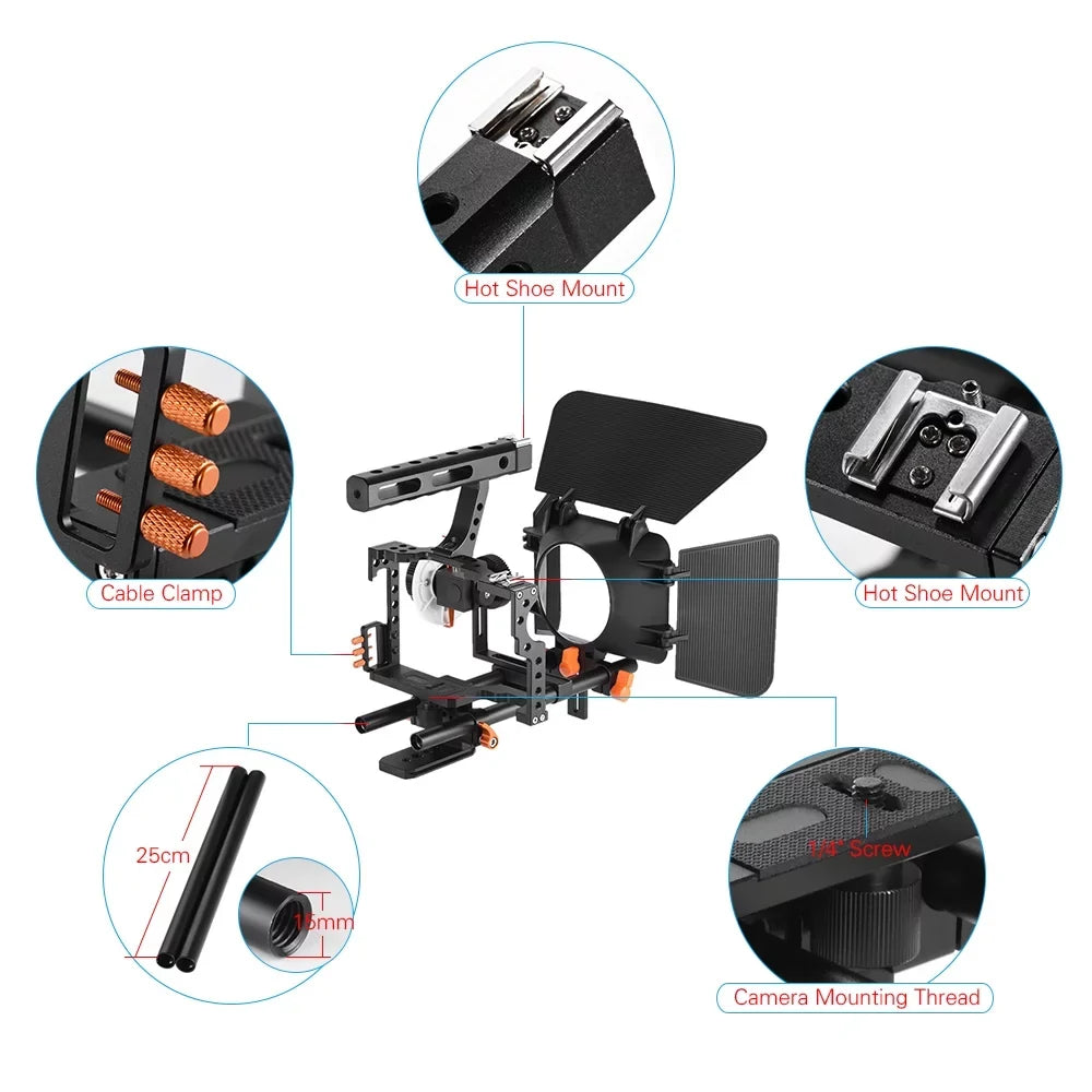 '+ Kit + Rod W/matte Film Film A7s/a7/a7r/a7rii/a7sii/a7iv 15mm Camera 15mm Alloy A7s/a7/a7r/a7rii/a7sii+ + Andoer Box Camera W/matte Box Handle + Box Eryue + Handle Cage,Aluminum + Rod W/matte
