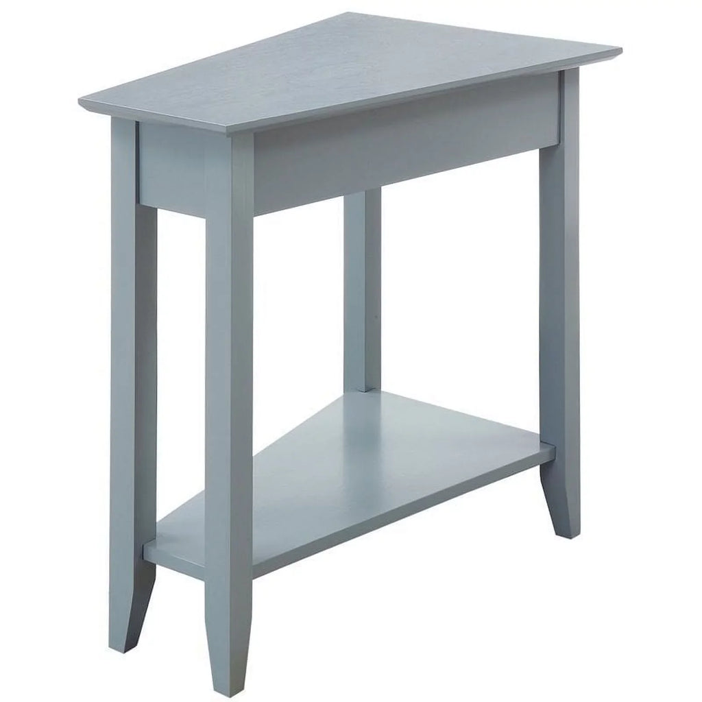 Wedge MDF Table End Pemberly Wood in Shelf Bottom with Gray Transitional Row