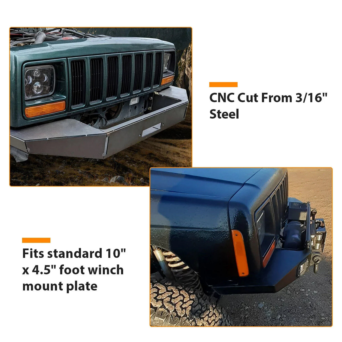 Metal Mount Plate Winch Jeep Front XJ Bare DIY Bumper for 1984-2001 Cherokee KOJEM Kit