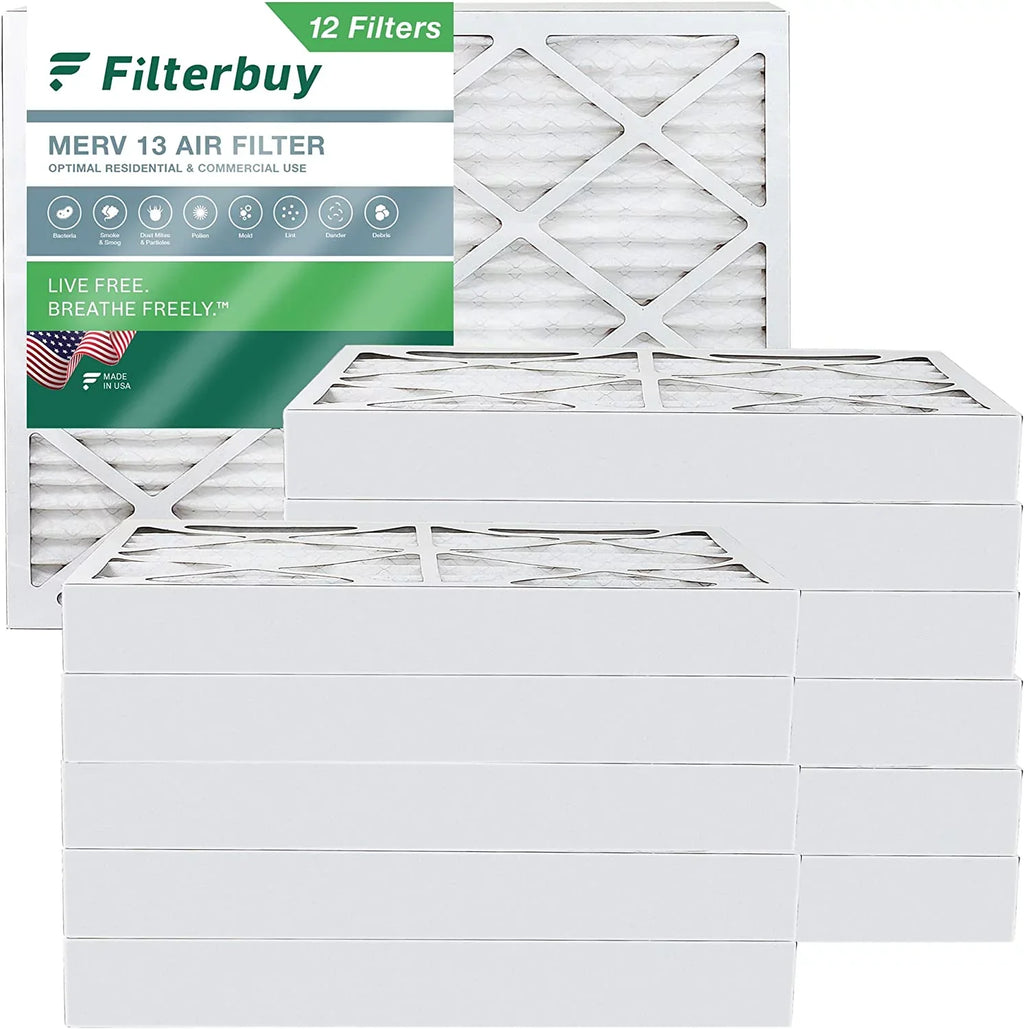 Filterbuy Pleated (12-Pack) MERV HVAC Furnace 13 10x16x4 Air Filters AC