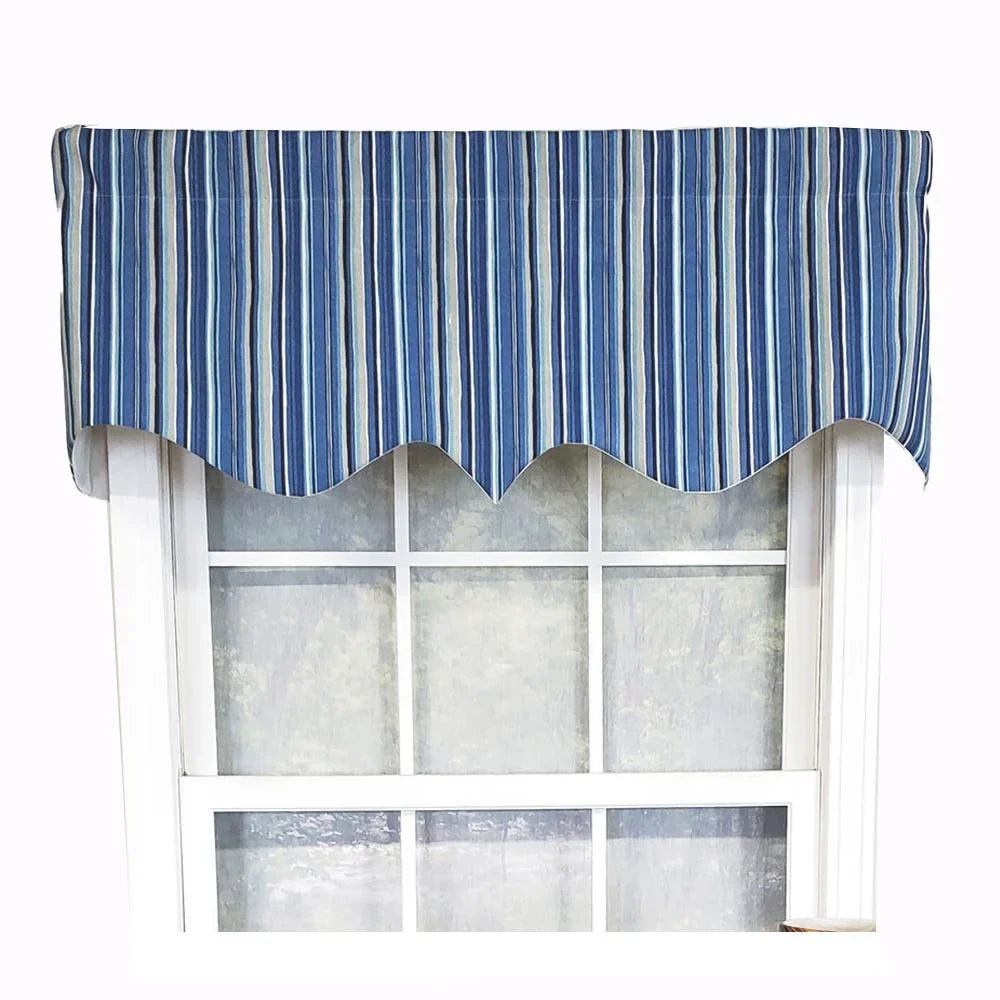 Blue Modern Design Style Home Beach Window RLF Valance Regal Classic 17" x 50" Stripe