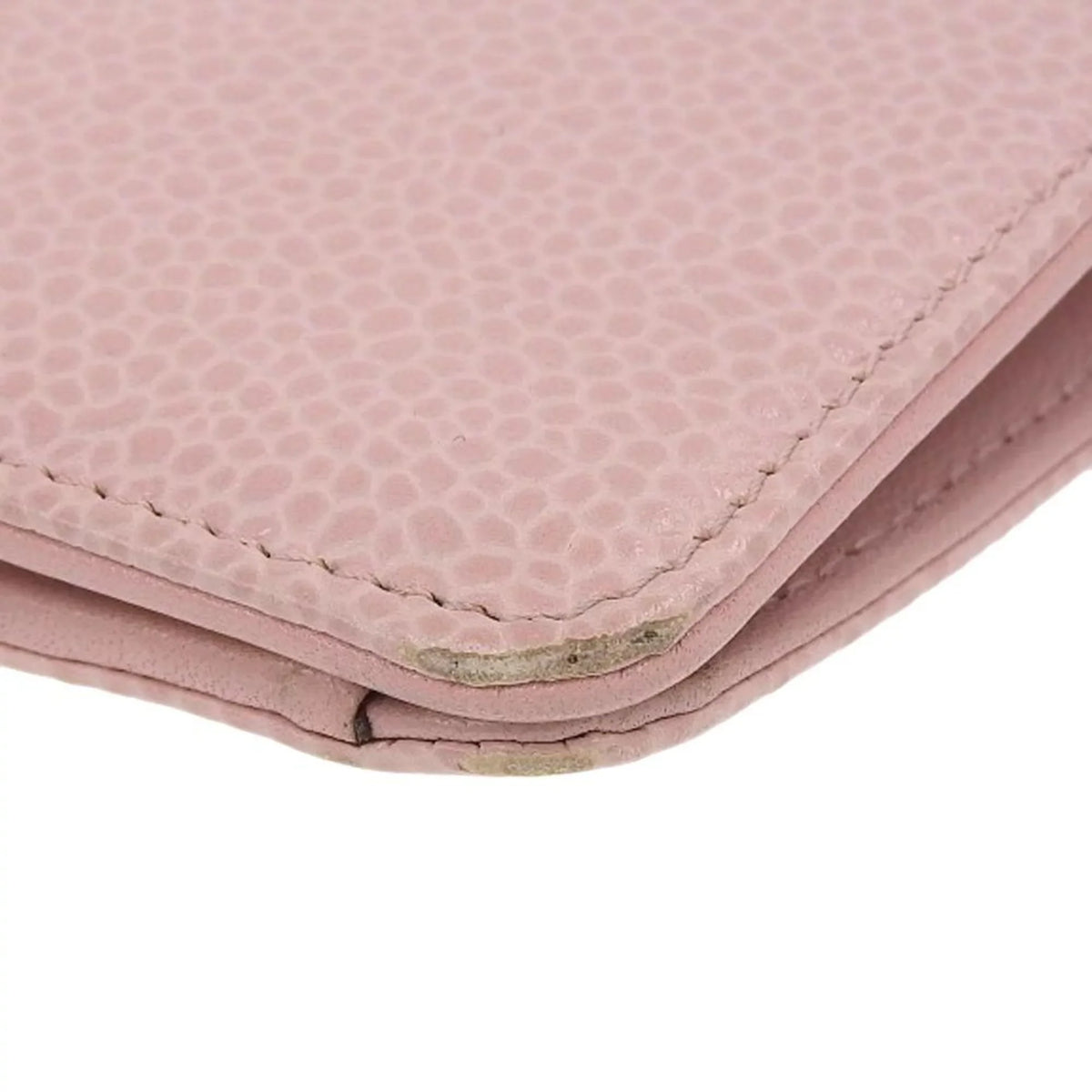 16 here bi-fold Pre-Owned wallet caviar (Good) long skin Chanel A48651 logo series mark pink CHANEL