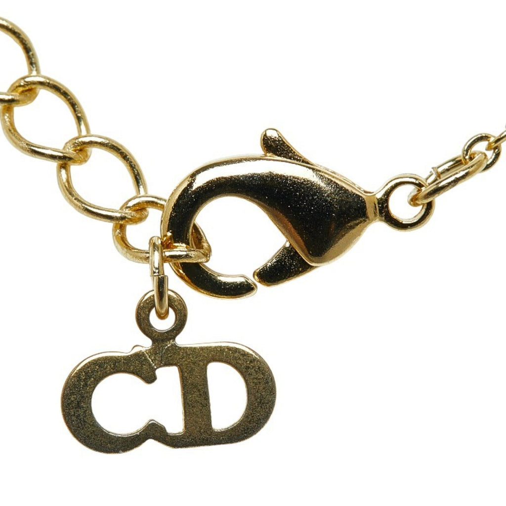 Dior Dior Heart Necklace Gold Rhinestone Pre-Owned Plated Christian (Good) Women's
