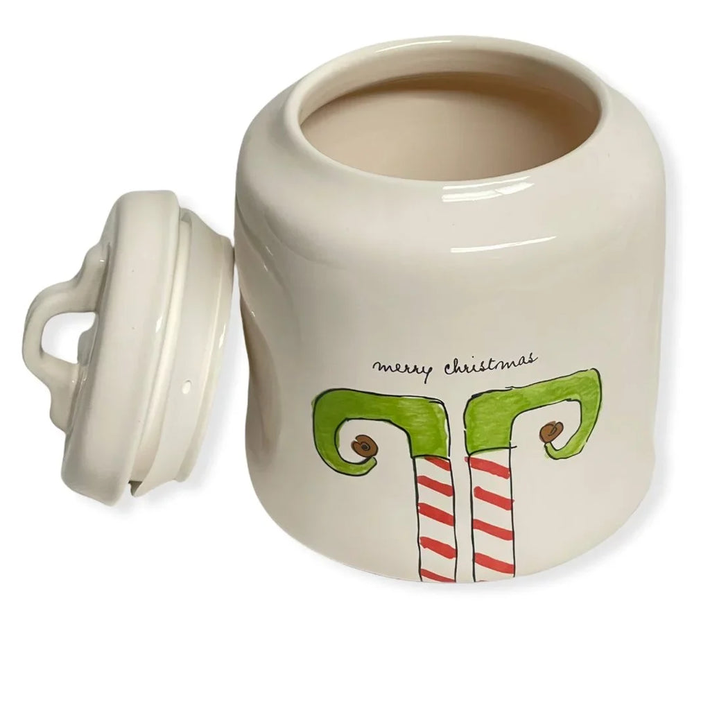 Letters CHRISTMAS Black LL MERRY White With Ceramic ELF Dunn Canister Rae