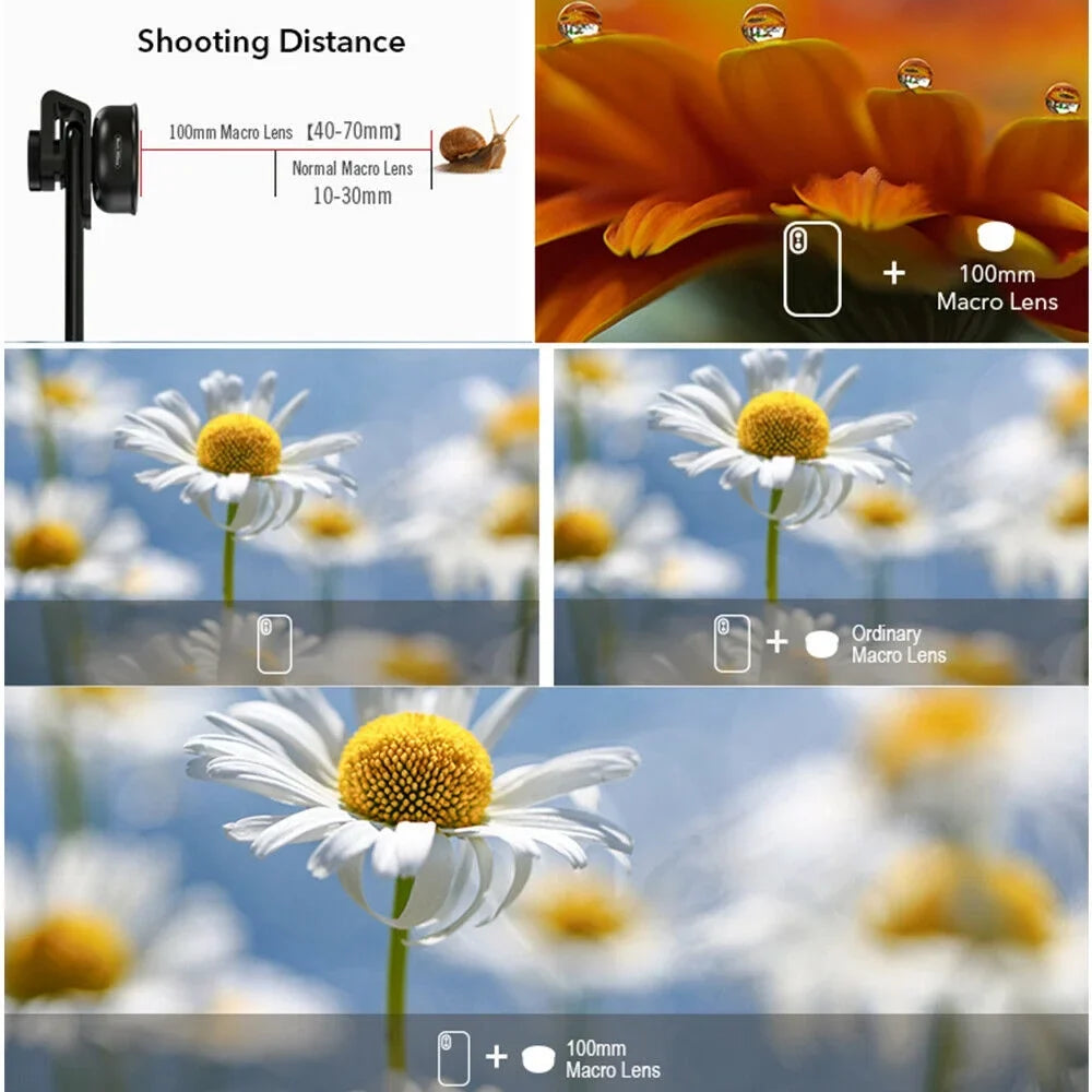 Detachable Alloy Camera Multi-Layer 4K Shooting Macro 40MM-70MM Clip Cellphone External Aluminum Lens Accessory Lens HD Distance Optical Coated