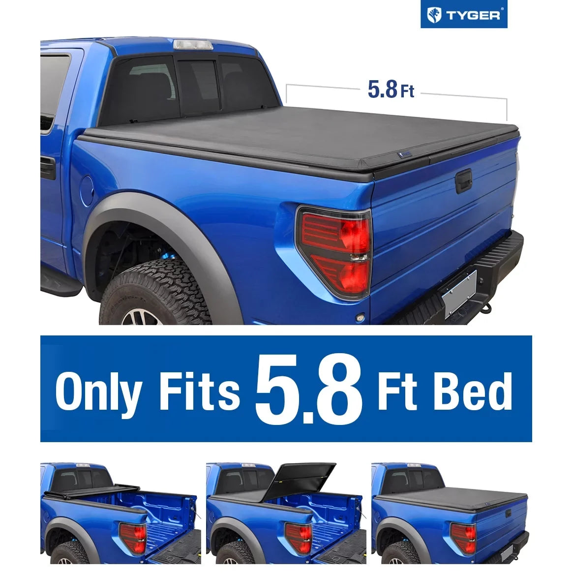 Truck inch) feet Tri-Fold Cargo Cover TG-BC3D1015 2012 Trifold For (NOT Cover 5.8 Dodge Stepside) 2015 2011 2013 Fits (69.6 Bed TYGER 2009-2016 2010 1500 Tonneau Pickup Tonno Ram 2014