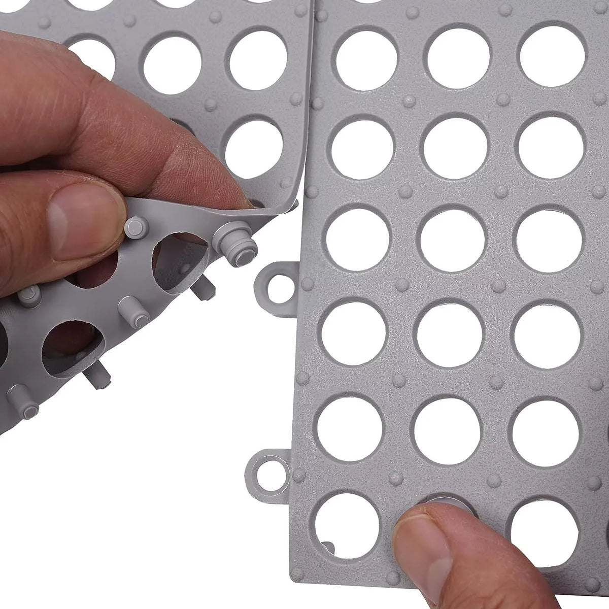 Nonslip 24PCs 11.8*11.8" Shower Bath Mat,Soft Gray Kitchen, Mat Bathroom, with PVC Pool Drainage Holes for Interlocking Floor