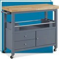 Block Kitchen Cart Apartment Storage, Rolling And With Table, Home Gray , For Wheels Butcher Organization Anson Bar Cabinet Portable Island