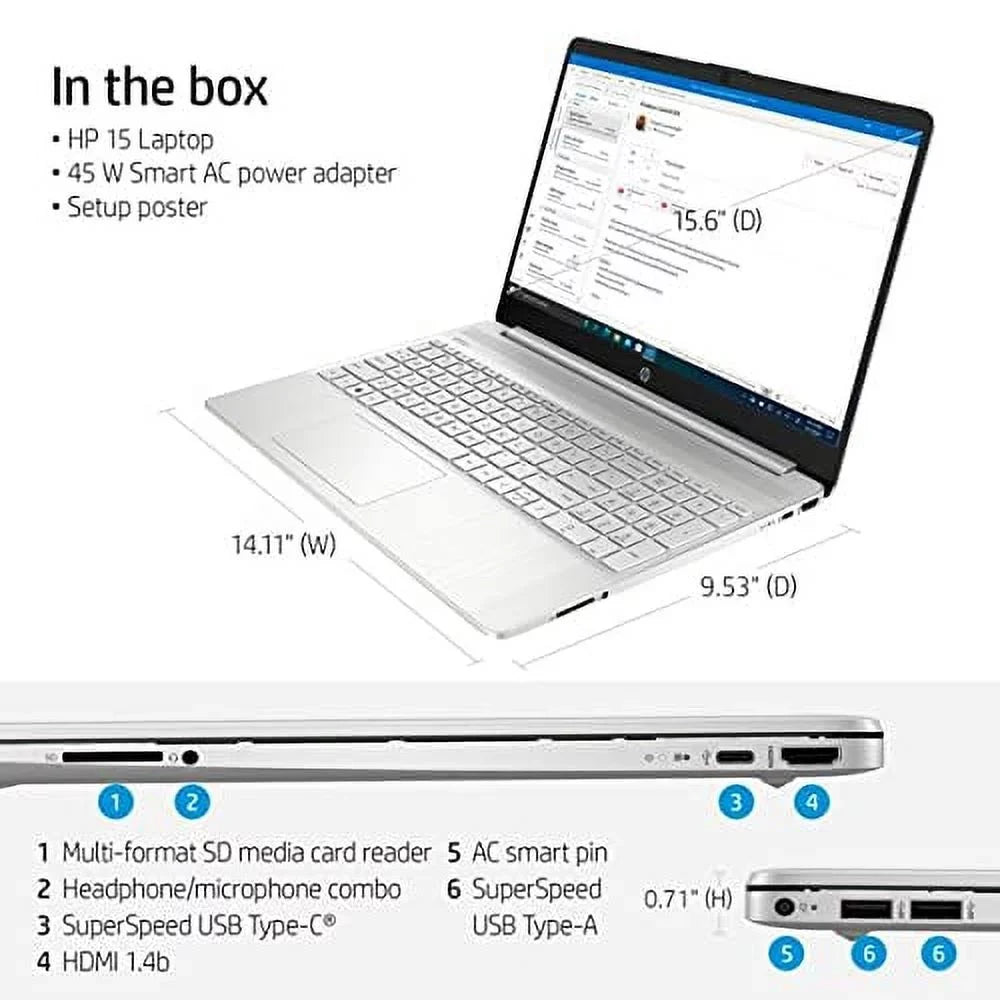 Silver 15.6" DDR4 Graphics BT PC i7-1165G7 4-Core HDMI 12GB Display Home AC HP USB Intel 512GB Windows Xe 11th Micro-Ege 11 Gen w/RE Iris Drive RAM SSD 2022 FHD Intel Webcam USB-C WiFi Laptop NVMe