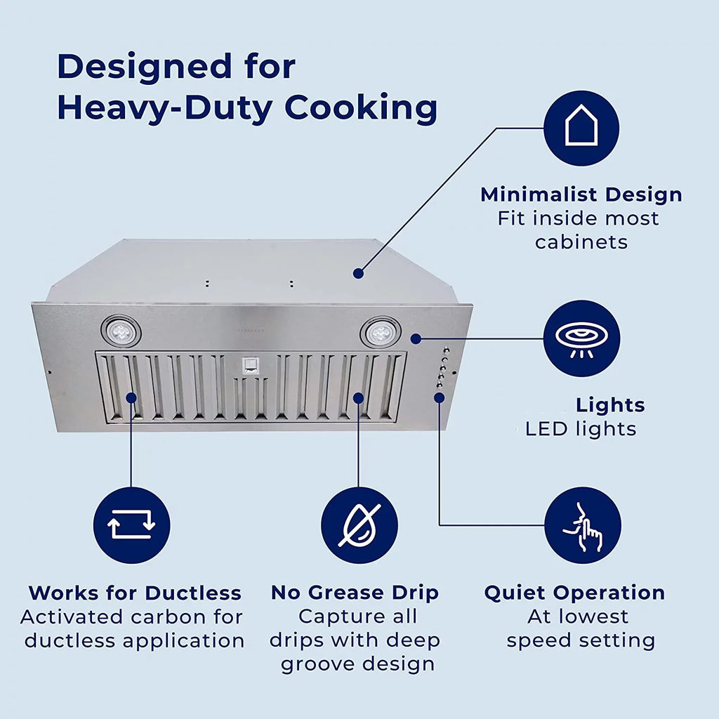 600 in Hood Hood Cfm inch Vent Non-Ducted Built 3-Speed 20 Integrated Range Cabinet Range